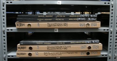 Population documents bundles are seen on the shelves at Population and Citizenship Affairs Directorate in Ankara, Türkiye, Feb. 1, 2023. (AA Photo)