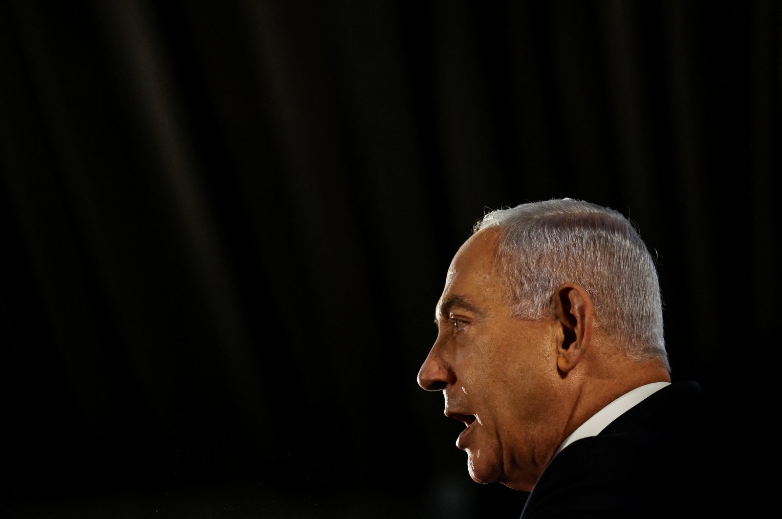 Israel Prime Minister Benjamin Netanyahu speaks at a program in Haifa, Israel, Jan. 31, 2023. (Reuters Photo)