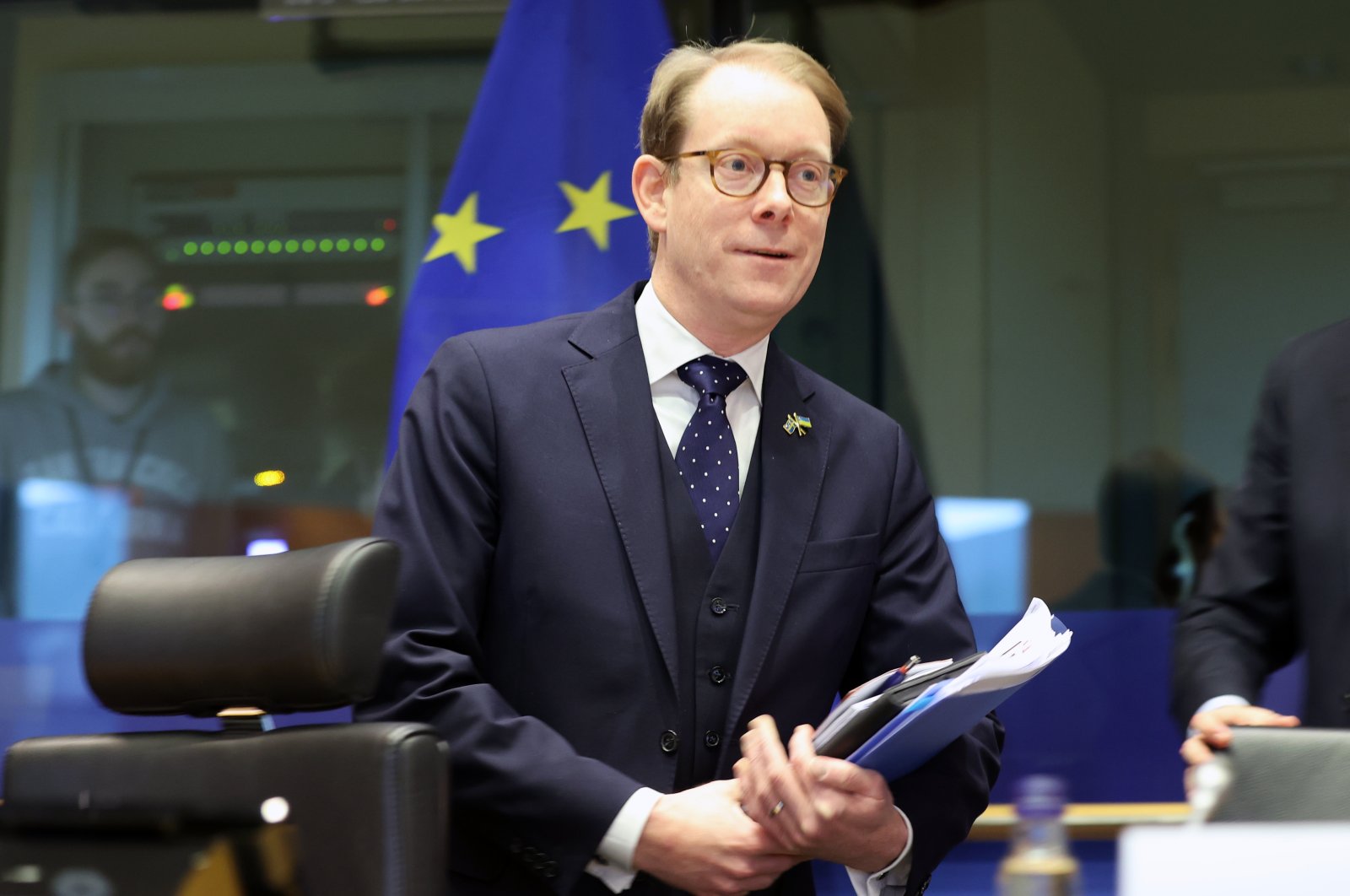 Swedish Foreign Minister Tobias Billström speaks at an event at the European Parliament, Jan. 24, 2023. (AA File Photo)