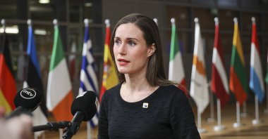 Prime Minister of Finland Sanna Marin speaks with the media during a press briefing, at the European Council in Brussels, Belgium, Dec. 15, 2022. (Reuters Photo)