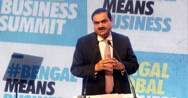 Indian billionaire Gautam Adani addresses delegates during the Bengal Global Business Summit in Kolkata, India, April 20, 2022. (Reuters Photo)