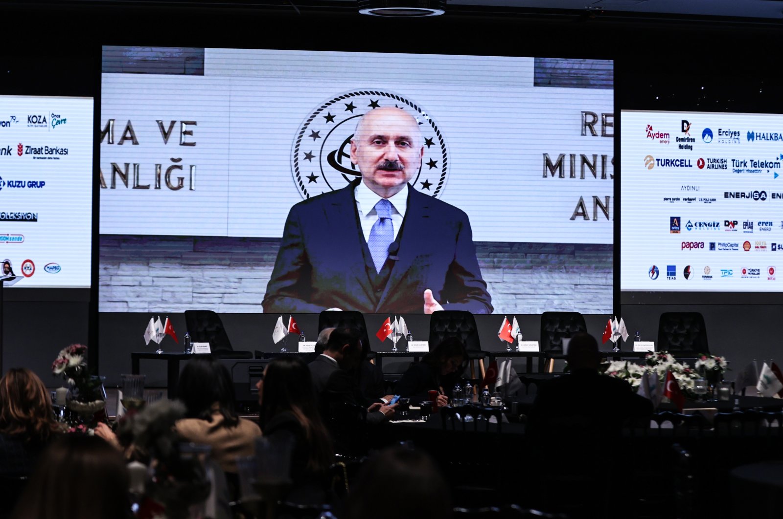 Adil Karaismailoğlu speaks in a video message broadcast at the “Century of Türkiye Summit” at the Turkuvaz Media Center in Istanbul, Thursday, Feb. 2, 2023. (AA Photo)