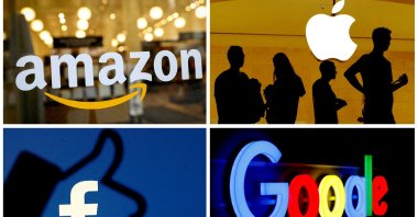 Logos of Amazon, Apple, Facebook and Google in a combination photo. (Reuters Photo)