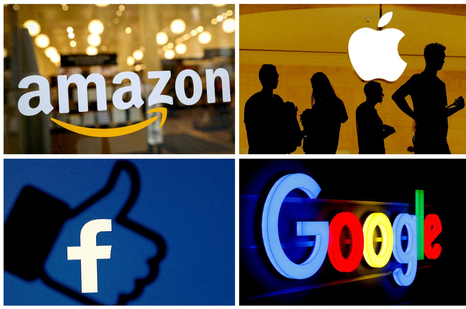 Logos of Amazon, Apple, Facebook and Google in a combination photo. (Reuters Photo)