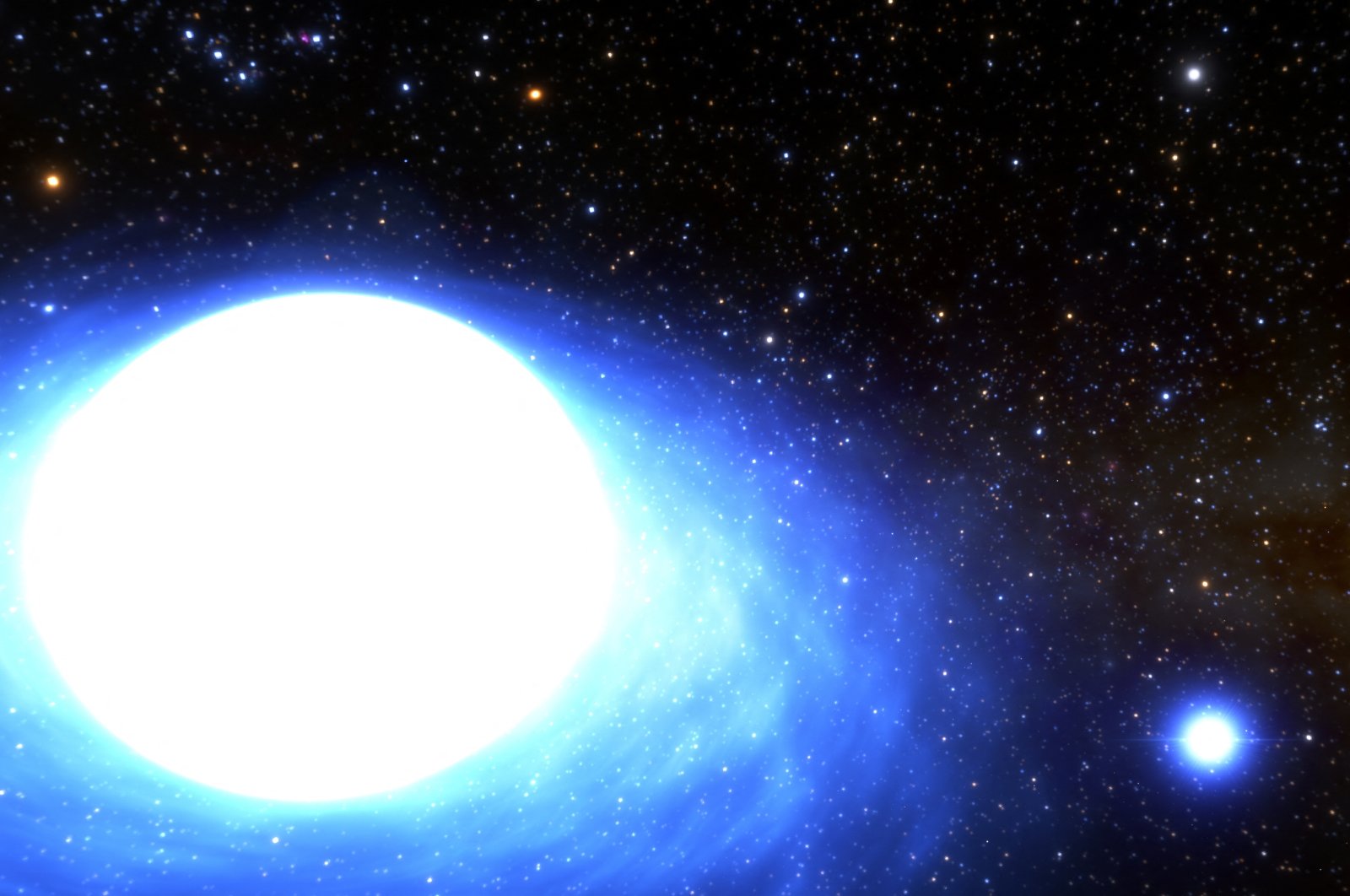 An illustration shows the binary star system CPD-29 2176, located about 11,000 light-years from Earth. (Reuters Photo)