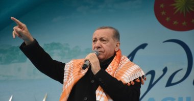 President Recep Tayyip Erdoğan speaks at an opening ceremony in the western province of Aydın, Türkiye, Feb. 4, 2022. (DHA Photo)