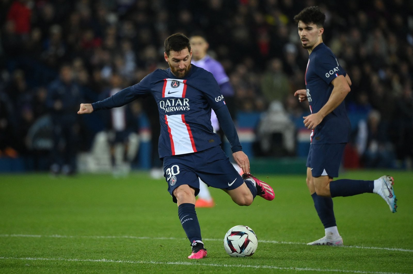 Paris Saint-Germain&#039;s Lionel Messi in action during match against Toulouse FC at the Parc des Princes stadium, Paris, France, Feb. 4, 2023. (AFP Photo)