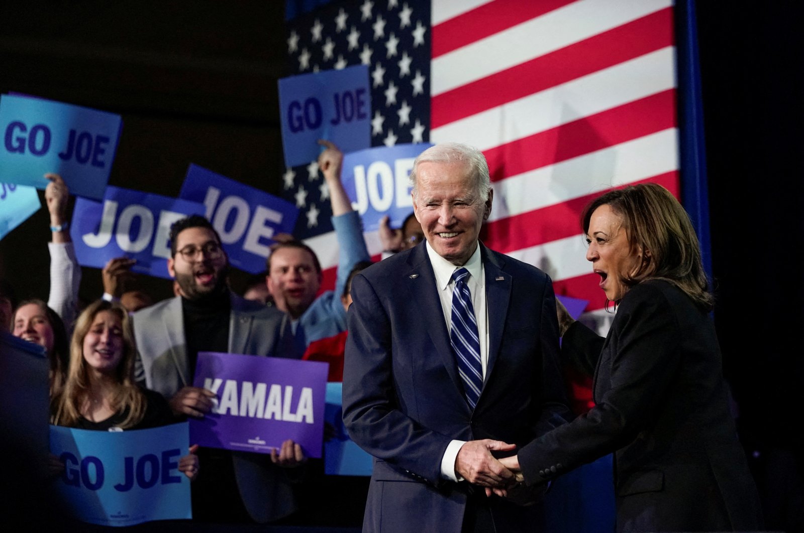 U.S. President Joe Biden and Vice President Kamala Harris attend the DNC 2023 Winter Meeting in Philadelphia, Pennsylvania, U.S., Feb. 3, 2023. (Reuters Photo)