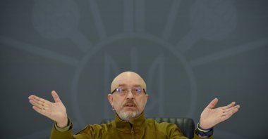 Ukraine&#039;s Defense Minister Oleksii Reznikov addresses a press conference in Kyiv, Ukraine, Feb. 5, 2023. (EPA Photo)