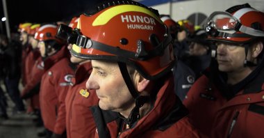 Rescuers are seen before the departure of 50 members of the HUNOR Hungarian Rescue Team to the earthquake-hit Türkiye, Budapest, Hungary, Feb. 6, 2023. (EPA Photo)