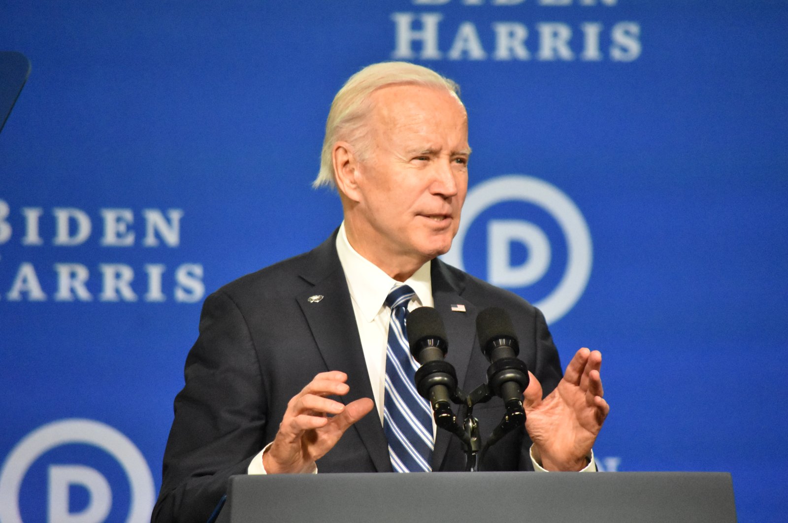 U.S. President Joe Biden during the speech at National Committee Winter Meeting, Philadelphia, Pennsylvania, U.S., Feb. 4, 2023. (AA Photo)