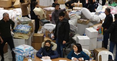 The work of aid continues in the Governer office of Antalya, Türkiye, Feb, 7, 2023. (DHA Photo)