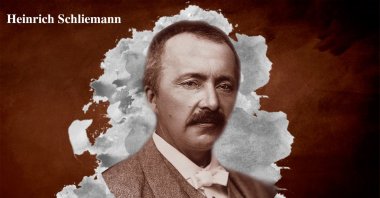 The illustration shows archaeologist Heinrich Schliemann. (Getty Images / Edited by Betül Tilmaç)
