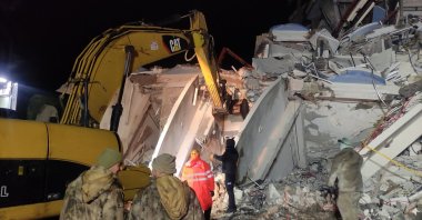 Search and rescue squads from Denizli AFAD participate in a rescue operation in Hatay province, Feb. 7, 2023. (AA Photo