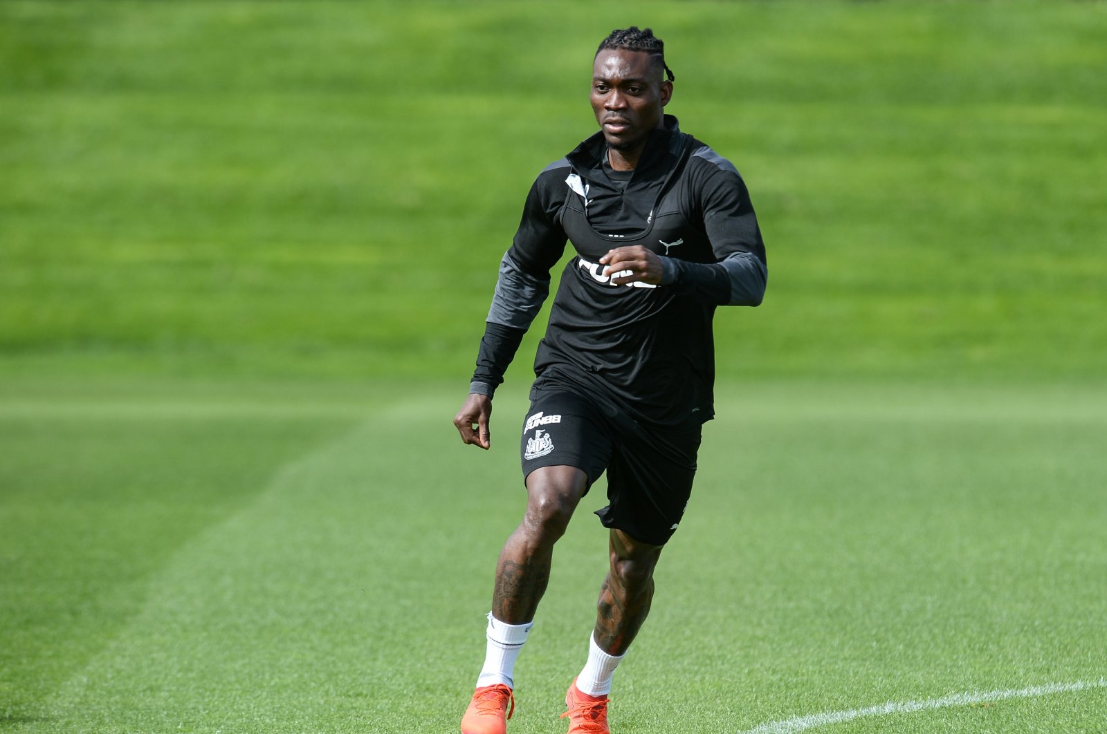 In this file photo Christian Atsu runs during the Newcastle United preseason training session at the Newcastle United Training Center, Newcastle, U.K., Aug. 28, 2020. (Getty Images Photo)