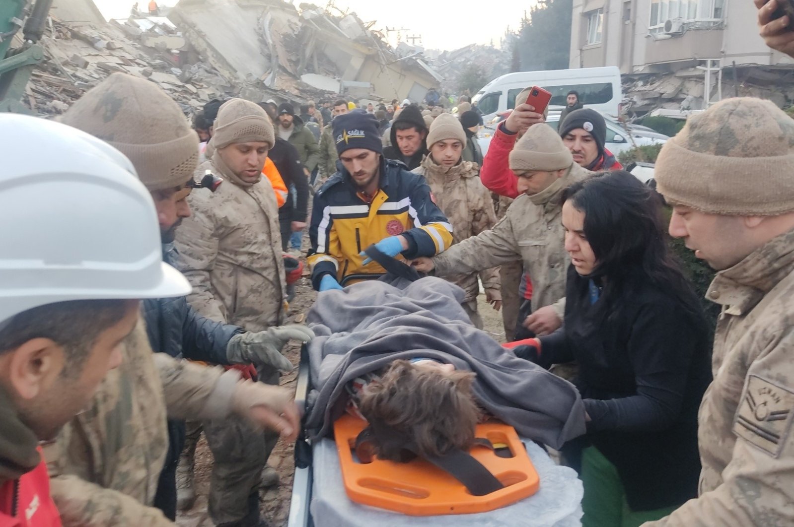A 5-year-old girl was rescued after 51 hours from a collapsed building in Hatay, Türkiye, Feb. 8, 2023. (IHA Photo)