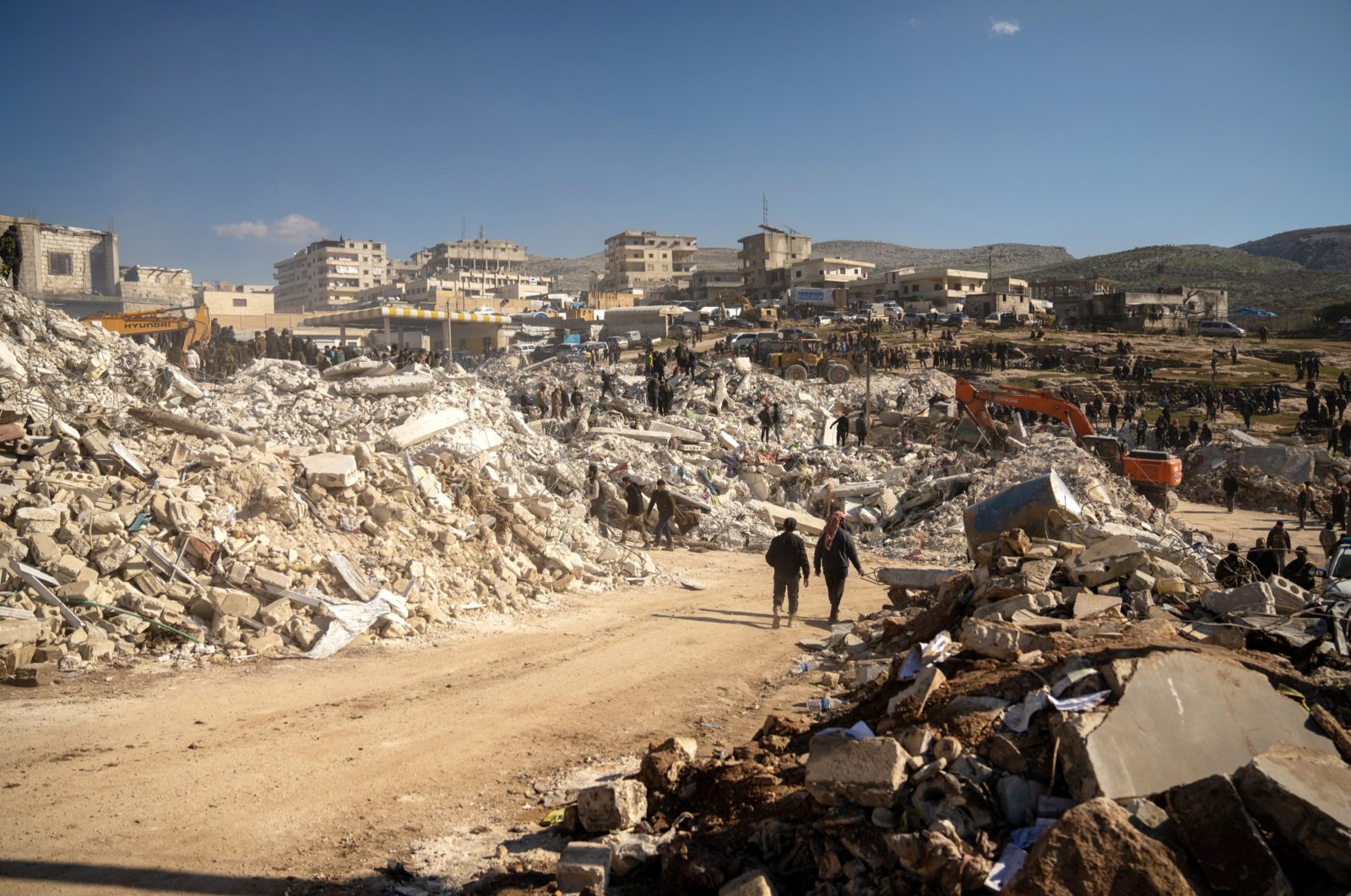  A general view over the rubble of collapsed houses, in Harim town near Idlib, Syria, Feb. 8, 2023. (EPA Photo)