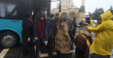 Düzce opens its doors to earthquake victims who lost their homes in the 7.7 and 7.6 earthquakes in Kahramanmaraş with the evacuation organized by Düzce Municipality, northwestern Türkiye, Feb. 9, 2023. (IHA Photo)