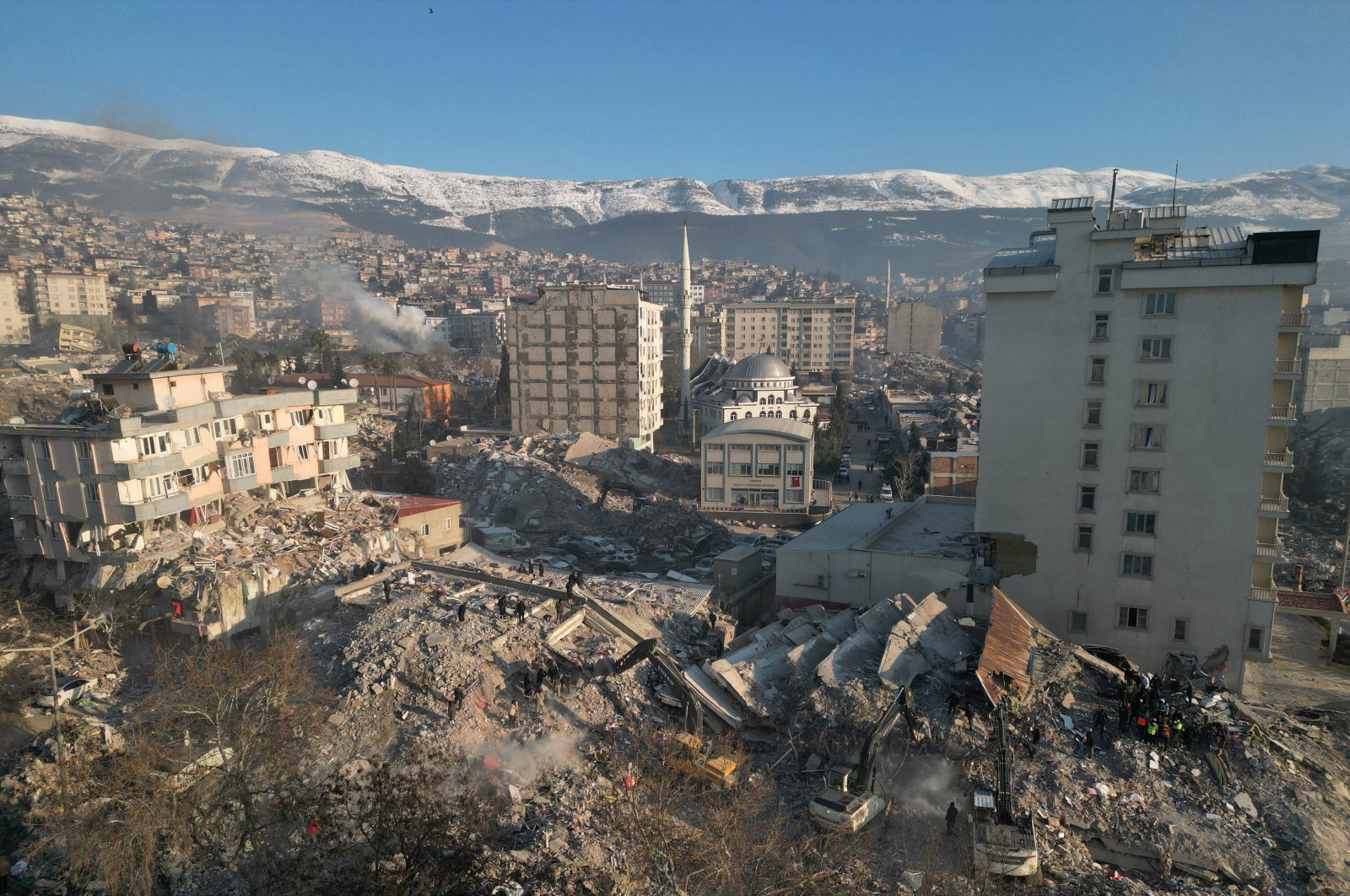 An aerial view shows collapsed buildings, in the aftermath of the deadly earthquake, in Kahramanmaraş, Türkiye, Feb. 9, 2023. (Reuters Photo)