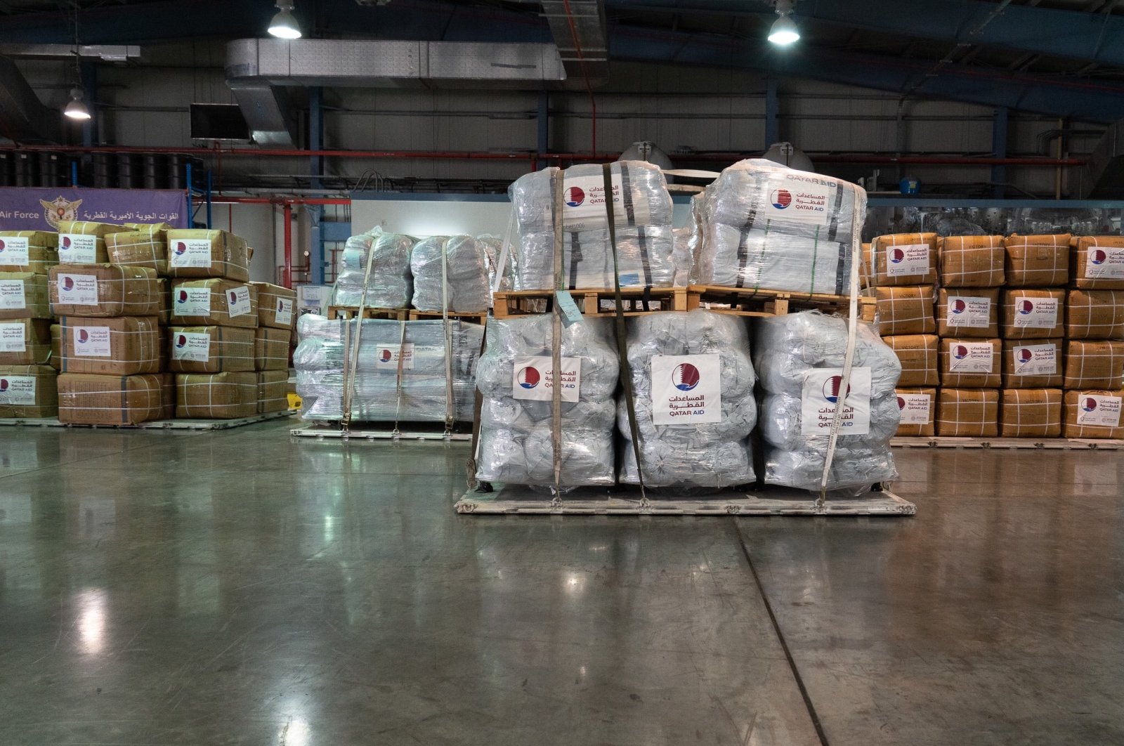 Part of aid sent by Qatar to Türkiye following the earthquakes, Feb. 7, 2023. (Qatar Fund For Development (QFFD) via AA Photo)