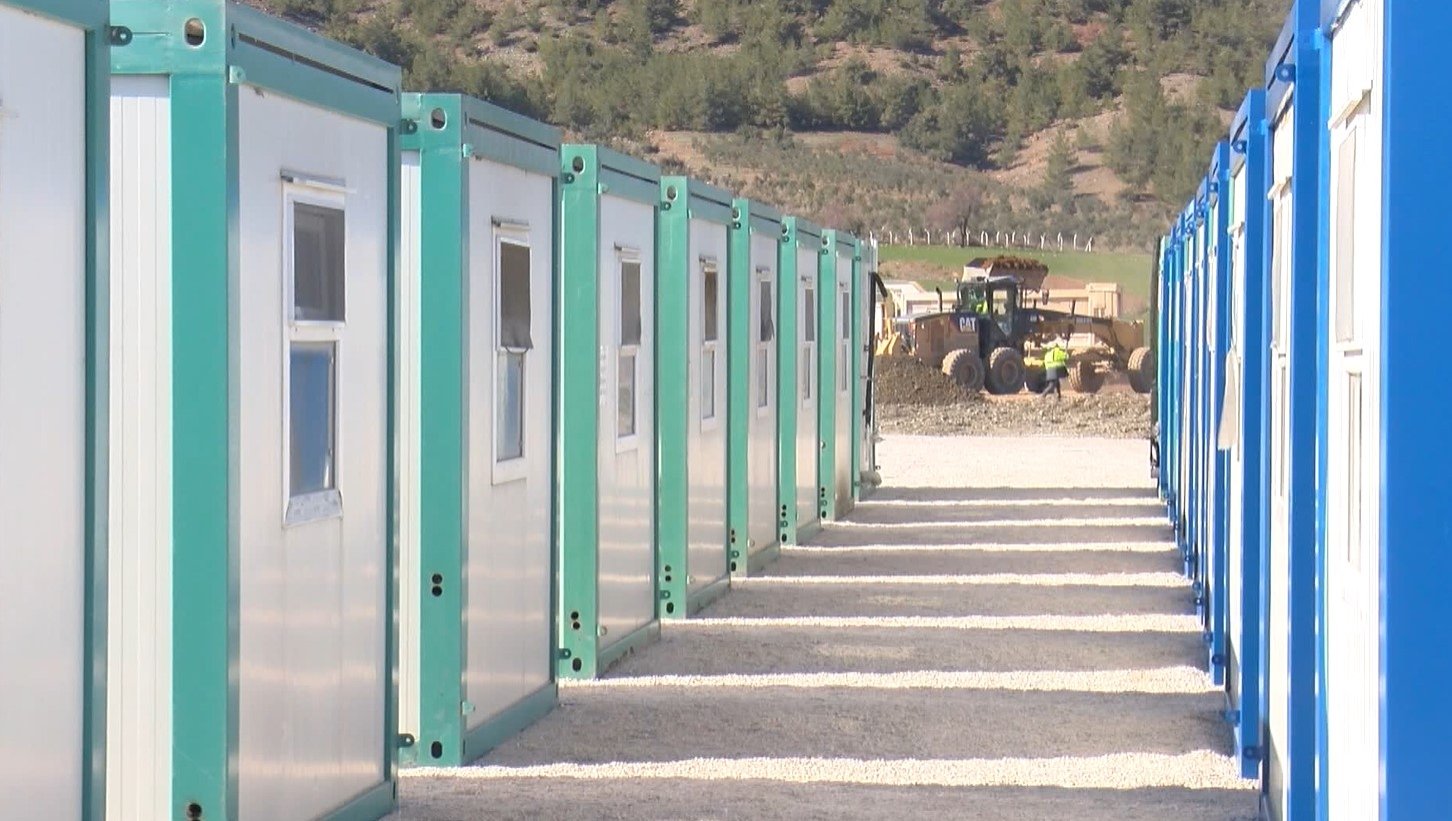 Kalyon Holding&#039;s container houses are constructed in Gaziantep, Türkiye, Feb. 13, 2023. (DHA Photo)