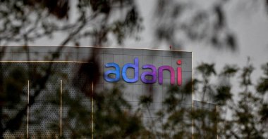 The logo of the Adani Group is seen on the facade of its Corporate House on the outskirts of Ahmedabad, India, Jan. 27, 2023. (Reuters Photo)