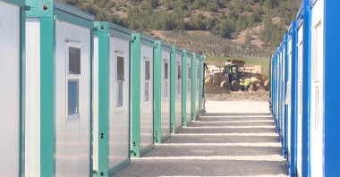 Kalyon Holding&#039;s container houses are constructed in Gaziantep, Türkiye, Feb. 13, 2023. (DHA Photo)