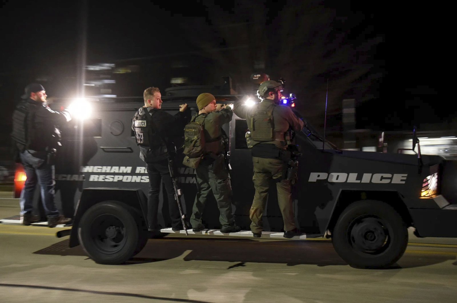 First responders at Michigan State University following shootings on campus in East Lansing, Michigan, U.S., Feb. 13, 2023. (AP Photo)