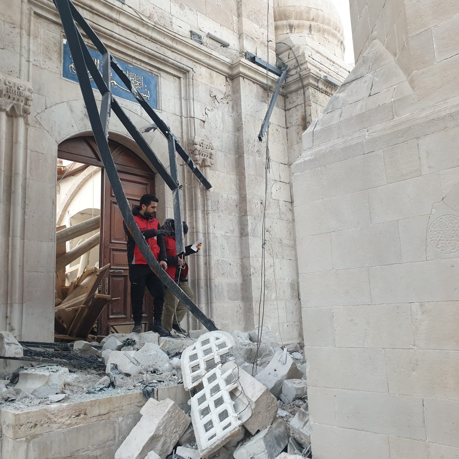 Pekerjaan restorasi berlanjut untuk bangunan bersejarah yang rusak akibat dua gempa bumi besar, Antakya, Türkiye, 15 Februari 2023. (Foto AA)