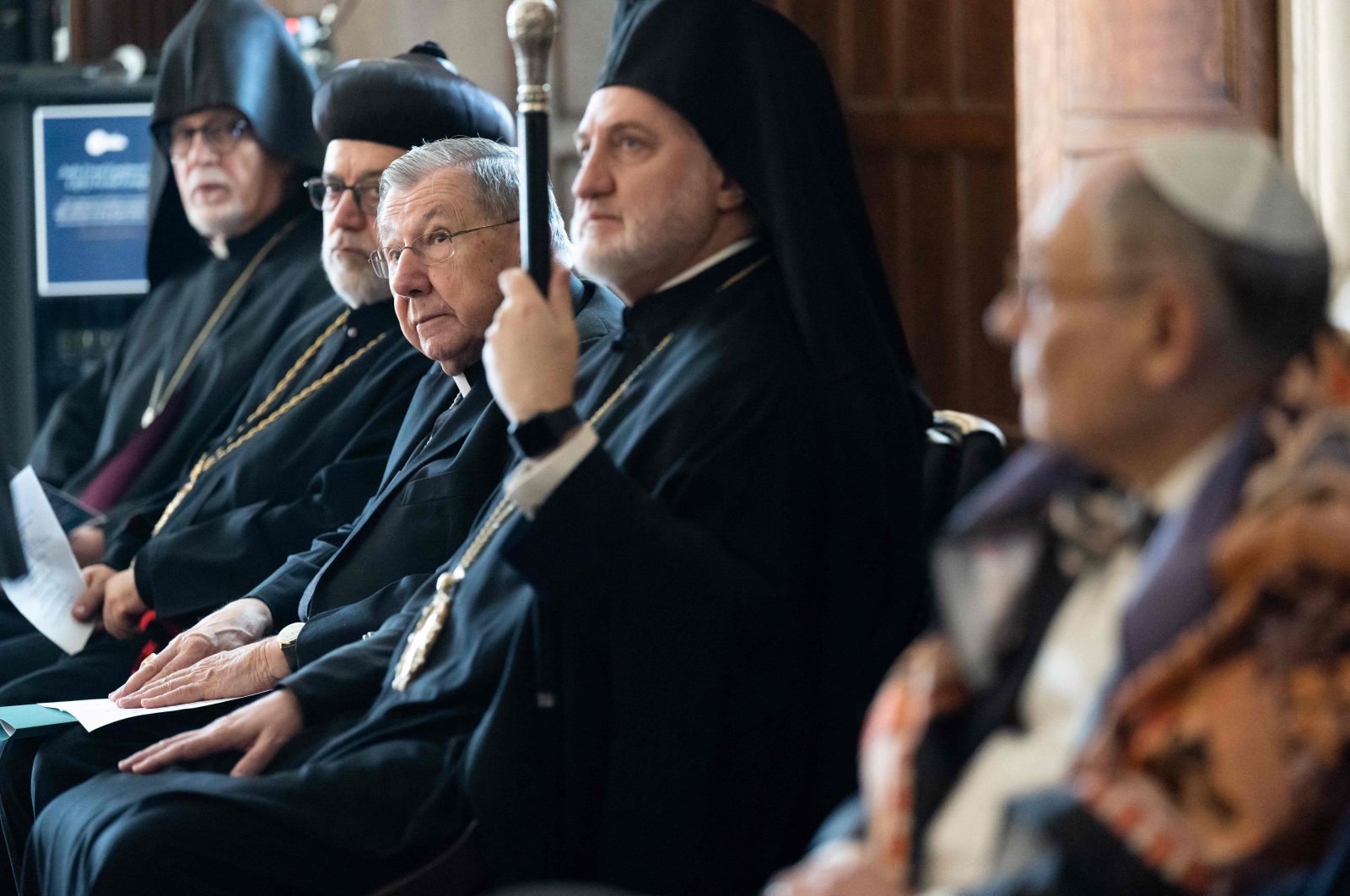 Faith leaders attend a prayer ceremony in honor of those affected by the earthquakes in Türkiye and Syria, Georgetown University, Washington, D.C., U.S., Feb.14, 2023. (AFP Photo)