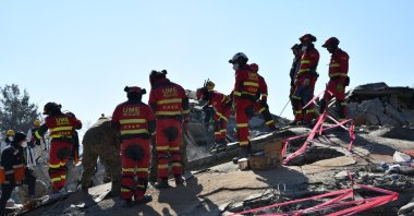 A Spanish rescue team works in earthquake-hit Gaziantep, southern Türkiye, Feb. 12, 2023. (AA Photo) 