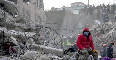 Teams work in rubble after the earthquake hit the region, Kahramanmaraş, Türkiye, Feb. 16, 2023. (DHA Photo)