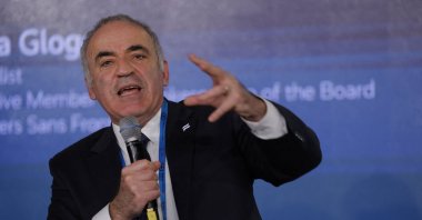 Garry Kasparov, Chairman at the Human Rights Foundation and Founder and Chairman of the Renew Democracy Initiative speaks during a panel discussion at the Munich Security Conference (MSC), Munich, Germany, Feb. 18, 2023. (AFP Photo)