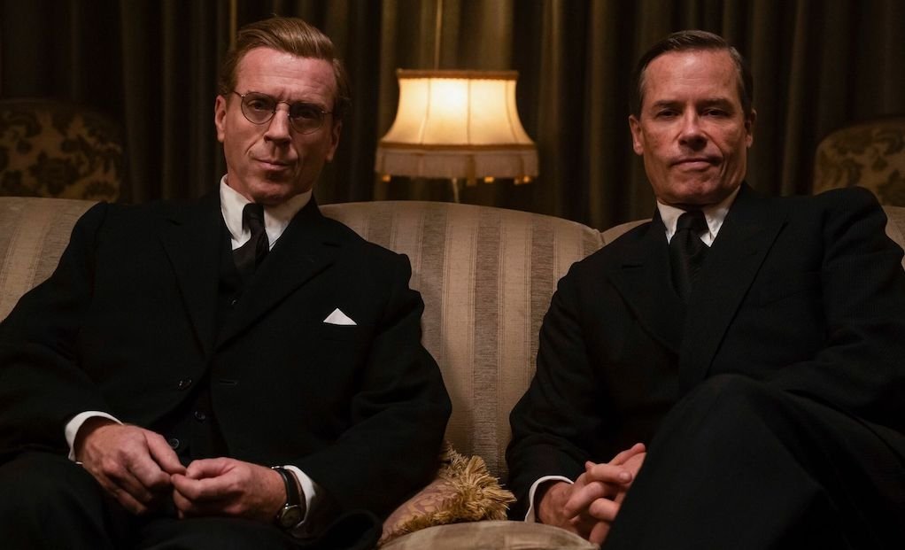 A still shot from &quot;A Spy Among Friends&quot; shows Damian Lewis (L) and Guy Pearce.