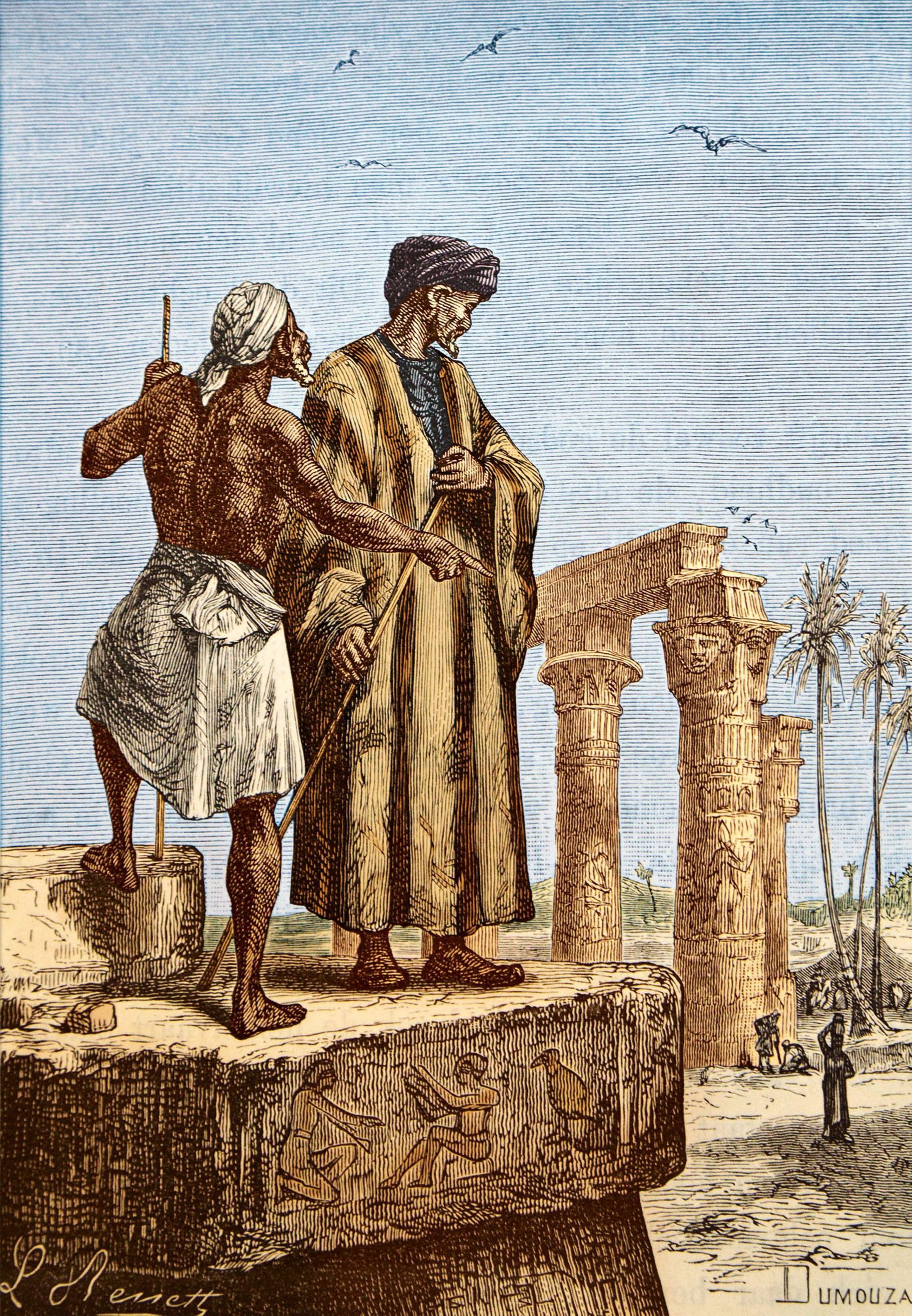 Penggambaran oleh Paul Dumouza dari abad ke-19 menunjukkan Ibnu Battuta di Mesir.  (Foto Getty Images)