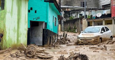The scale of the damage caused by heavy rains can be seen in the municipality of Sao Sebastiao, Sao Paulo, Brazil, Feb. 19, 2023. (AFP Photo)