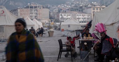 Survivors stay at a temporary tent camp, in the aftermath of the deadly earthquake, in Antakya, Türkiye, Feb. 19, 2023. (Reuters Photo)