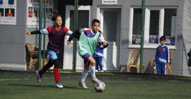 Çamlık Football Club academy players train at the club facilities, Denizli, Türkiye, Feb. 20, 2023. (IHA Photo)