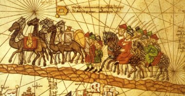 An illustrated map depicts the journey of Marco Poloalong the Silk Road to China. (Getty Images Photo)
