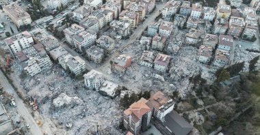 This aerial photograph shows the extent of the destruction caused by the earthquake in the city of Antakya, southern Türkiye, Feb. 19, 2023. (AFP Photo) 
