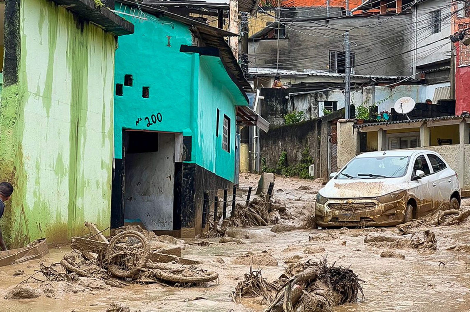 The scale of the damage caused by heavy rains can be seen in the municipality of Sao Sebastiao, Sao Paulo, Brazil, Feb. 19, 2023. (AFP Photo)