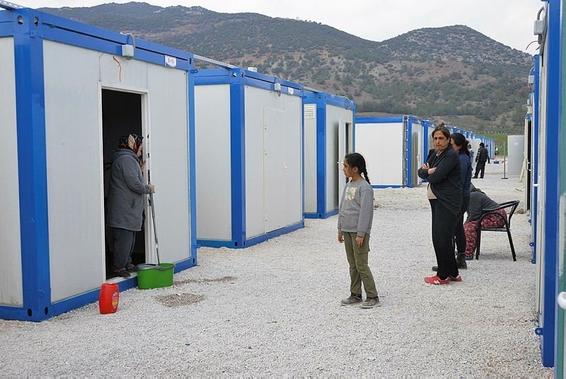 Families have been settled in container city built by Kalyon Holding, in İslahiye district of Gaziantep, Feb. 21, 2023. (Photo by Sabah)