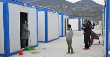 Families have been settled in container city built by Kalyon Holding, in İslahiye district of Gaziantep, Feb. 21, 2023. (Photo by Sabah)