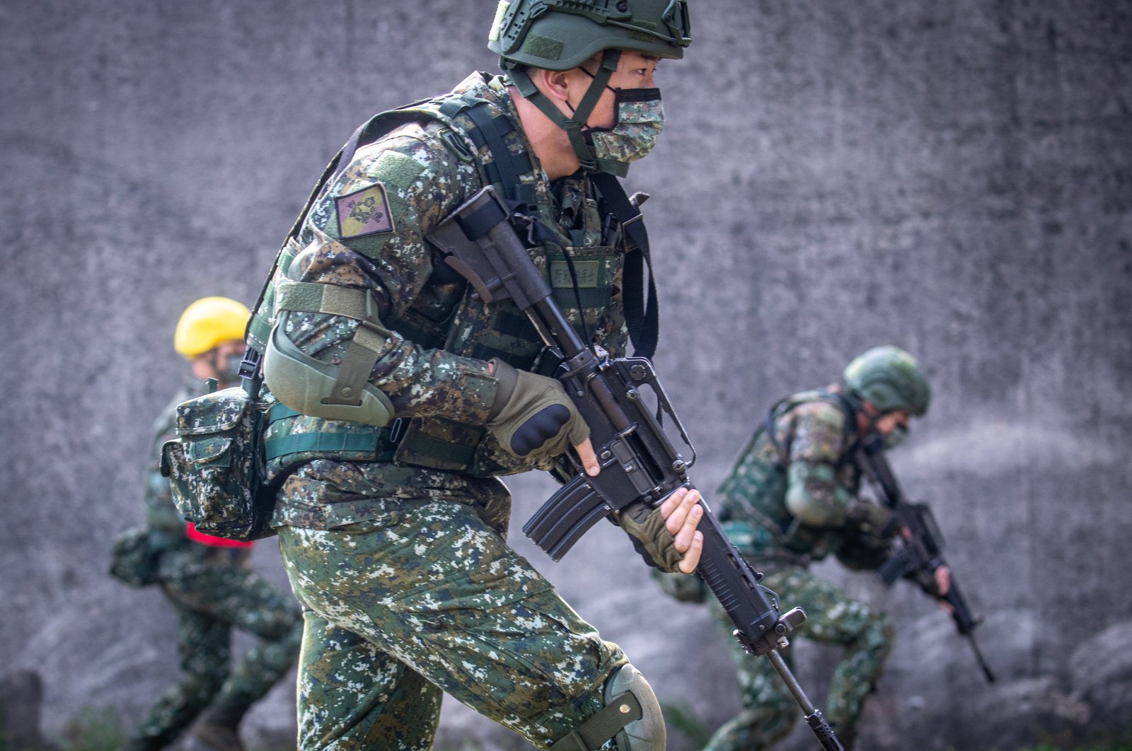 Taiwanese military personnel participates in a training exercise inside a military base in Taoyuan, Taiwan, Feb. 21, 2023. (EPA Photo)