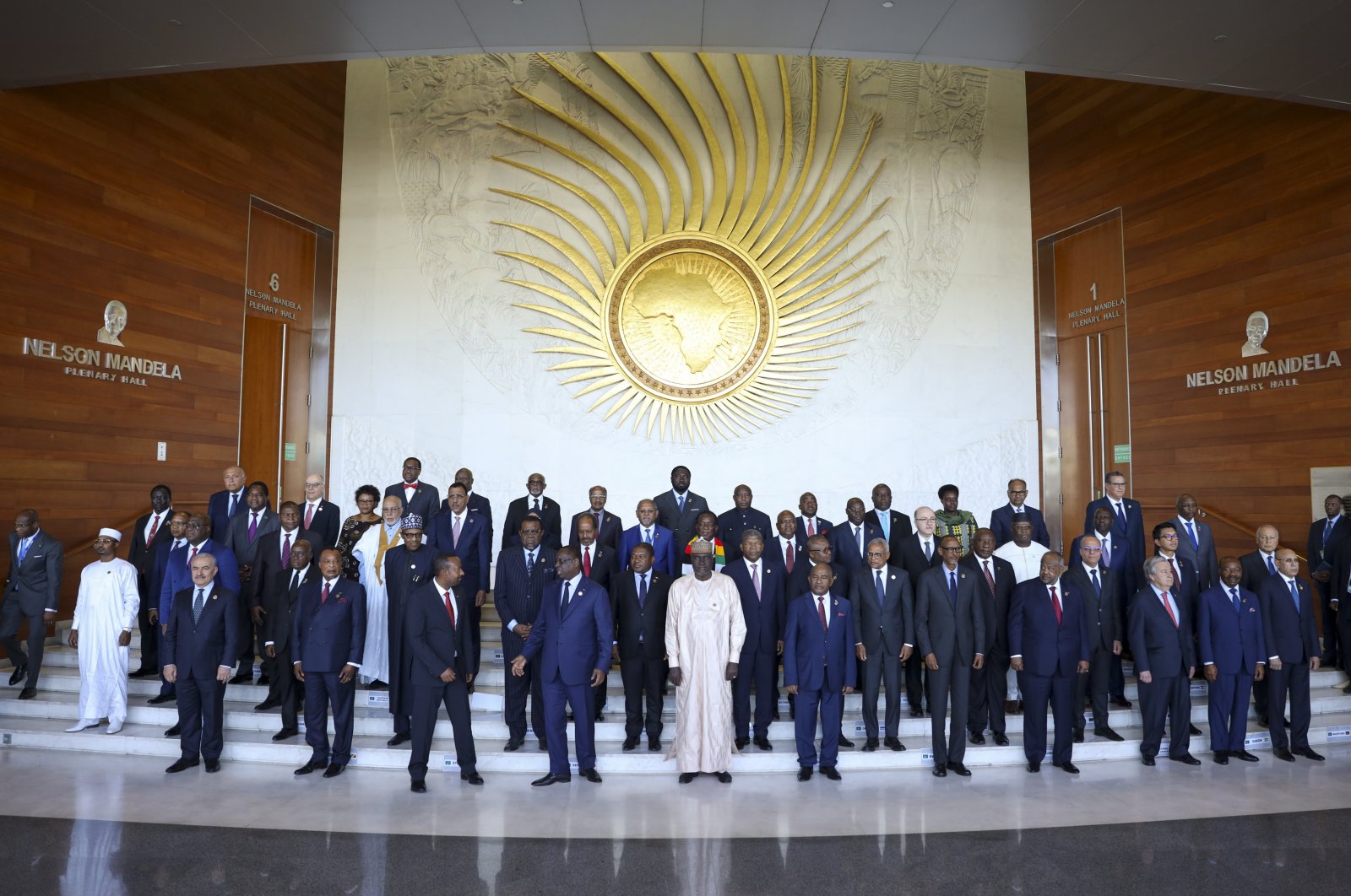 Leaders gather for a group photo at the African Union Summit in Addis Ababa, Ethiopia, Feb. 18, 2023. (AP Photo)