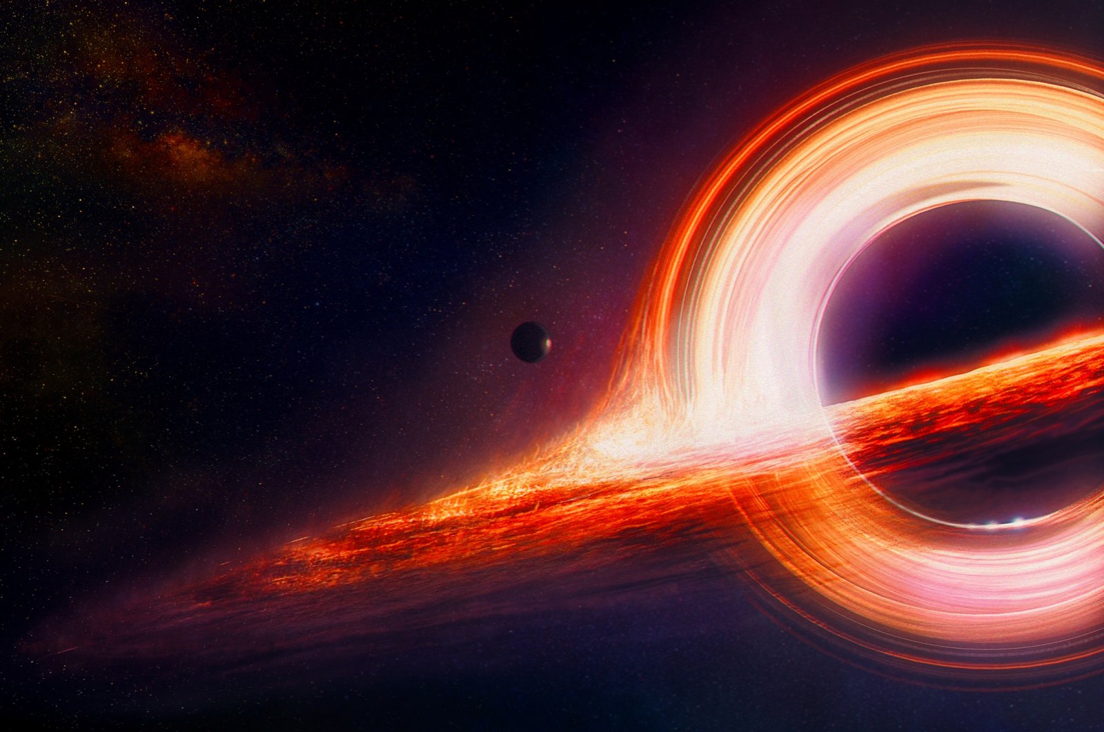 An illustration shows the event horizon of a black hole. (Getty Images Photo)