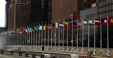 A general exterior view as the United Nations security council meeting takes place at the U.N. Headquarters in New York, U.S., Feb. 20, 2023. (EPA Photo)