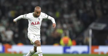 Tottenham Hotspur's Lucas Moura controls the ball during the UEFA Champions League match between against Sporting CP at Tottenham Hotspur Stadium, London, U.K., Oct. 26, 2022. (Getty Images Photo)