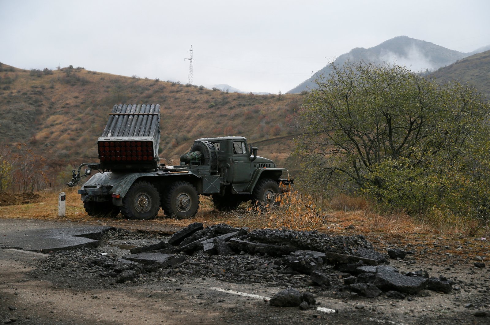 A view shows a multiple rocket launcher of the occupying Armenian military forces near Lachin in the region of Karabakh, Nov. 13, 2020. (Reuters File Photo)