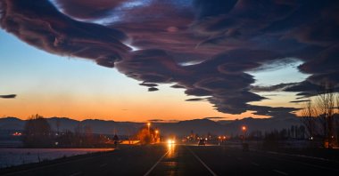 Lens clouds are seen above Van, eastern Türkiye, Feb. 21, 2023. (AA Photo)
